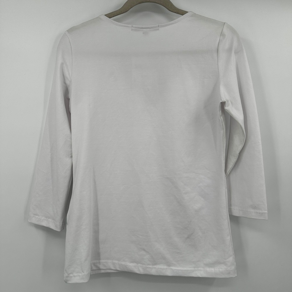 Barbara Gerwit Solid White V-Neck 3/4 Sleeve Cott… - image 6